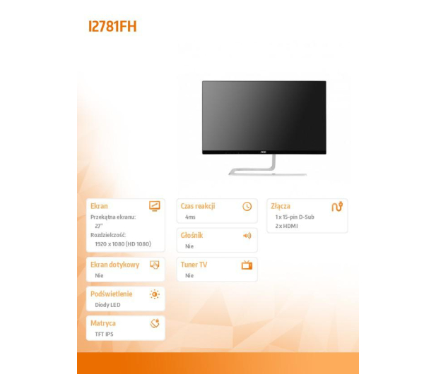 AOC 27'' I2781FH Czarny - 305240 - zdjęcie 8